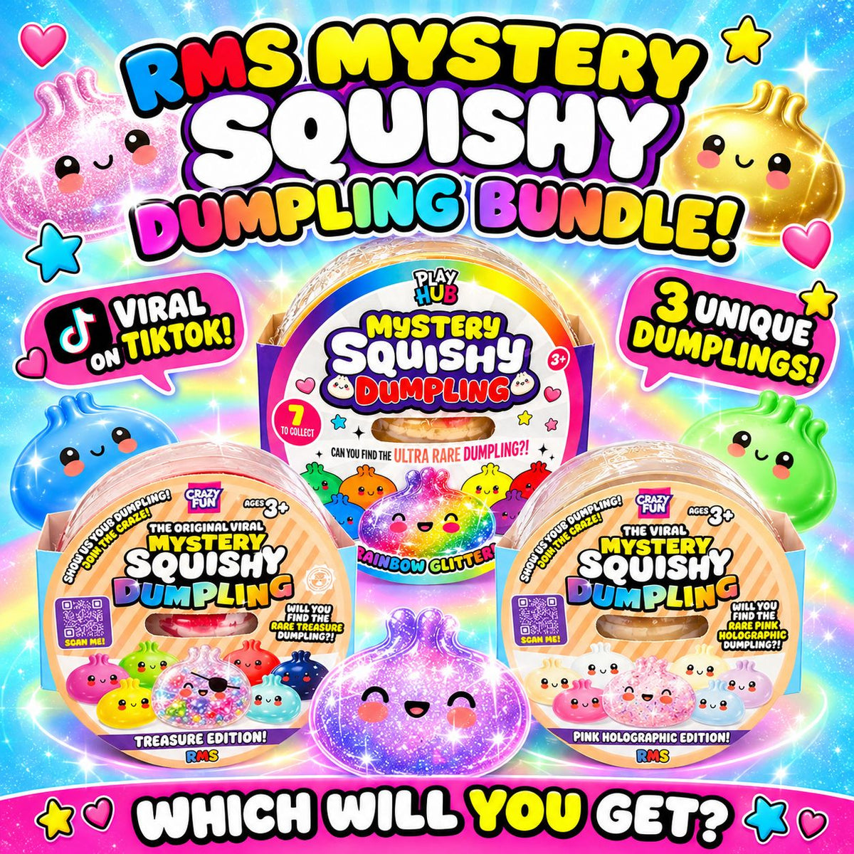 Original Viral Surprise Squishy Dumpling Bundle