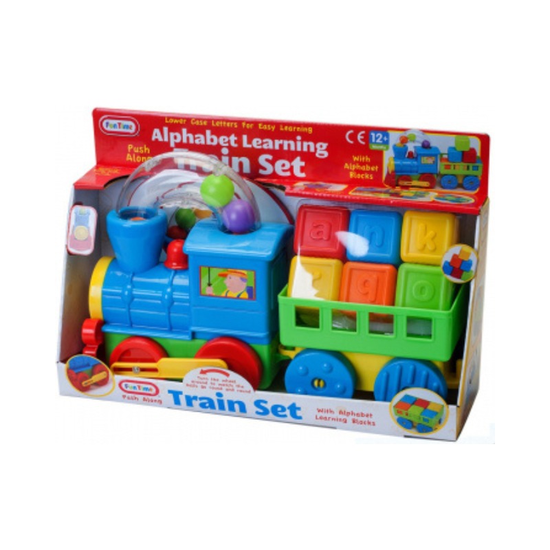 Pull Along Ball Blowing Train With Trailer & Blocks Set