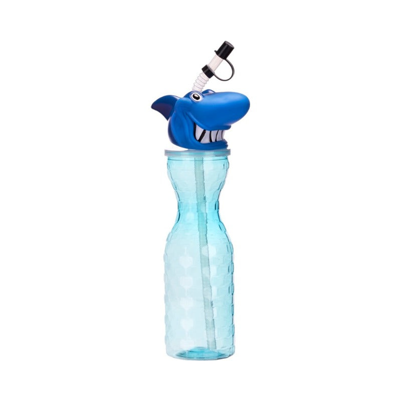 Shark Drinking Bottle & Straw - Blue