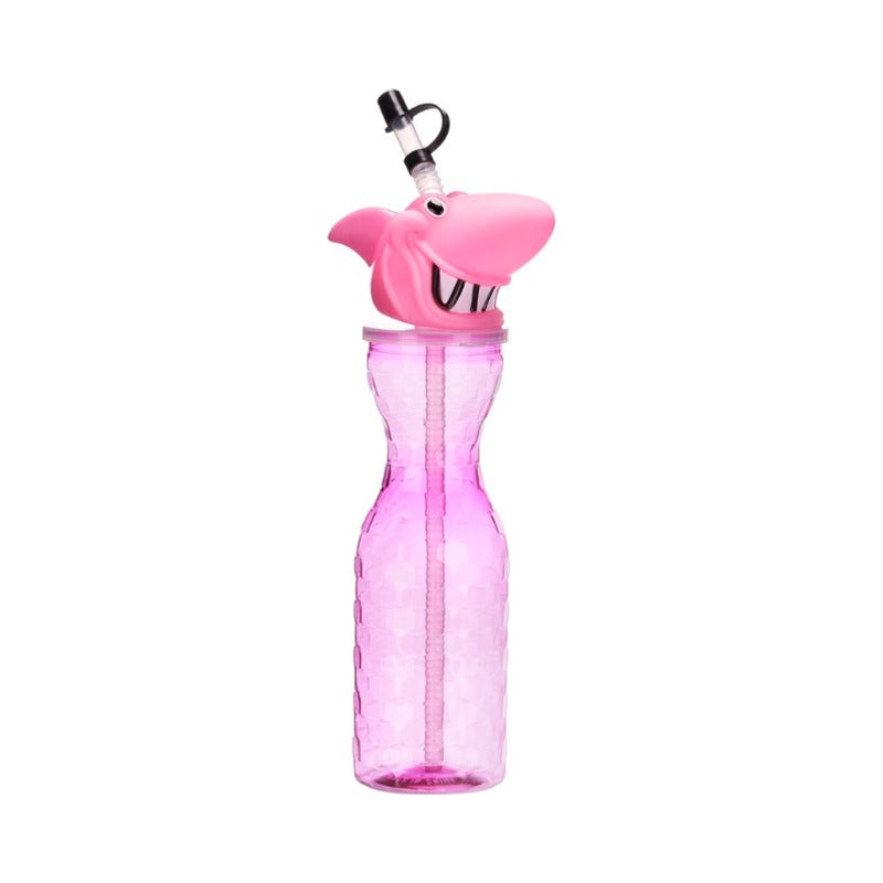 Shark Drinking Bottle & Straw - Pink