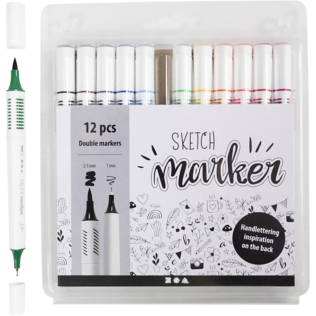 Wholesale 12pc Standard Colours Sketch Marker Set - (Case of 12)