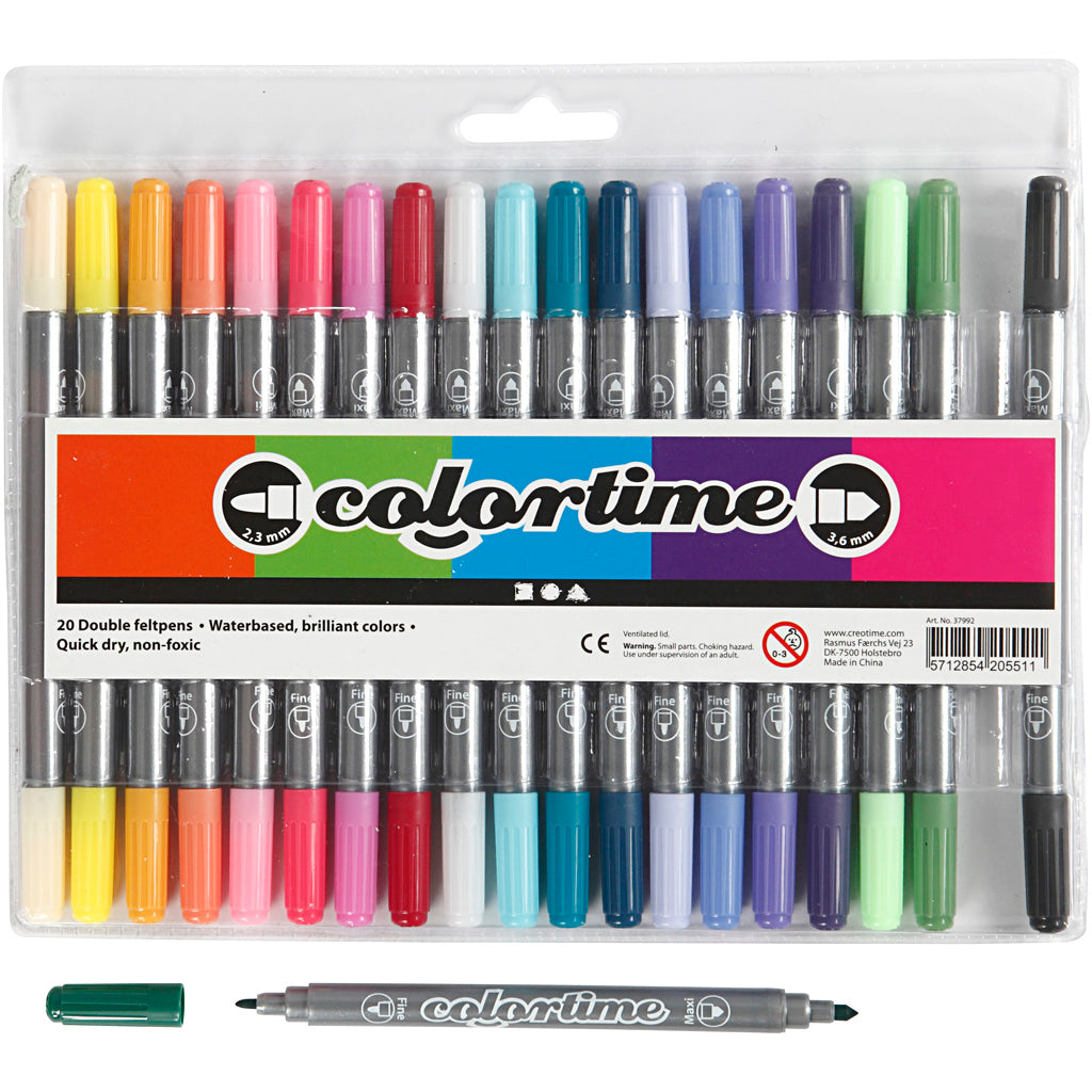 Wholesale Assorted Colours Double Marker Packs - 20 Pack - (Case of 12)