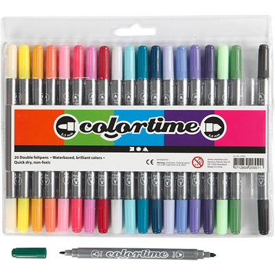 Wholesale Assorted Colours Double Marker Packs - 20 Pack - (Case of 12)