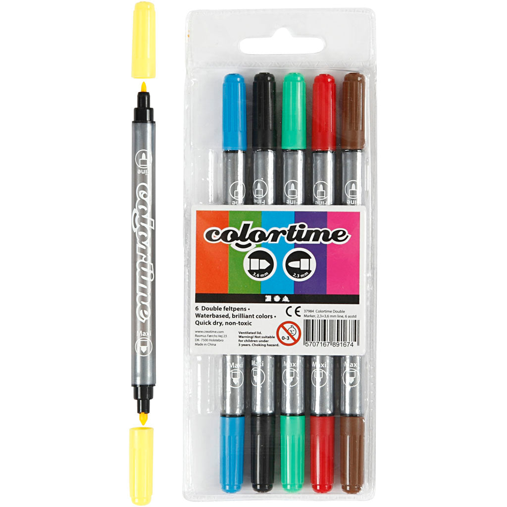 Wholesale Assorted Colours Double Tip Markers - 45 Pack - (Case of 12)