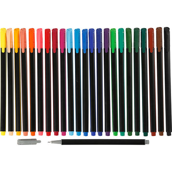 Wholesale Fineliner Markers Assorted Colours - 24 Pack - (Case of 12)
