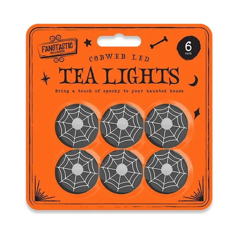 Wholesale Halloween Cobweb LED Tea Lights 6 Pack - Black - (Case of 24)