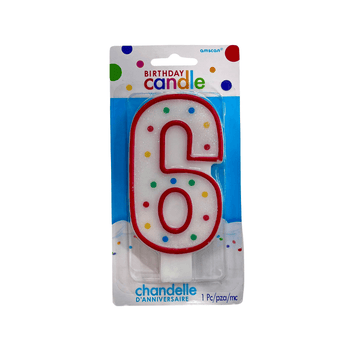 Wholesale Number 6 Large Birthday Party Candle - Case of 8