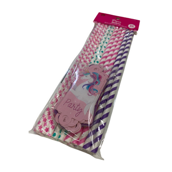 Wholesale Unicorn Party Paper Straws Pack of 20 - Case of 12