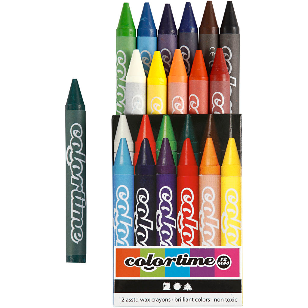 Wholesale Wax Crayons Chunky Assorted Colours - 12 Pack - (Case of 12)