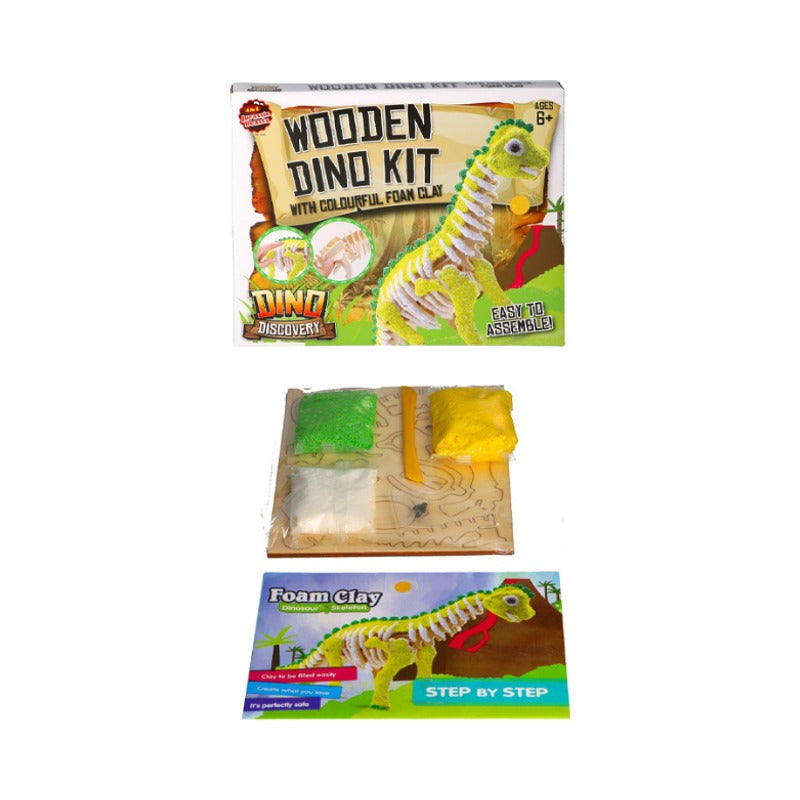 Wooden Dinosaur Kit with Colourful Foam Clay (1)