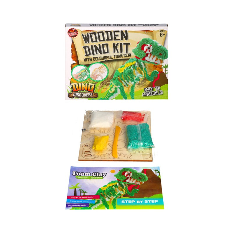 Wooden Dinosaur Kit with Colourful Foam Clay