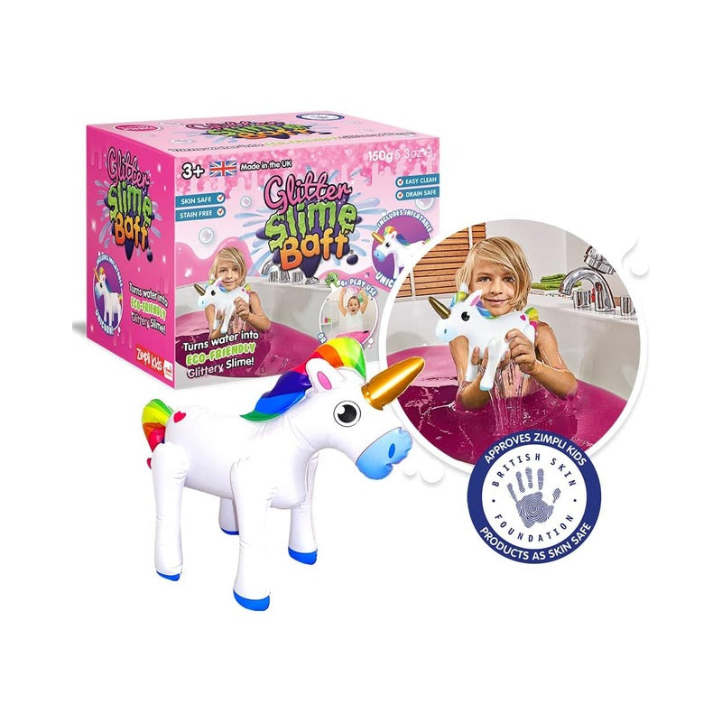 Zimpli Kids Glitter Slime Baff Inflatable Unicorn Pink